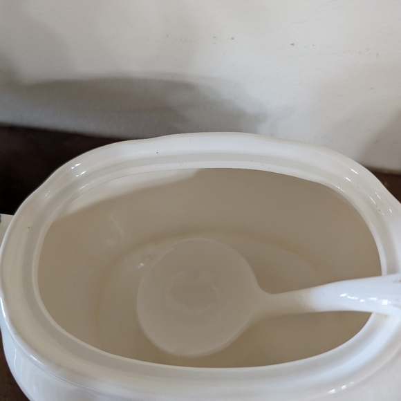 Vintage Delft Ceramic Soup Tureen Lid & Ladle Farm Country Design Kitchen Decor - Picture 7 of 13